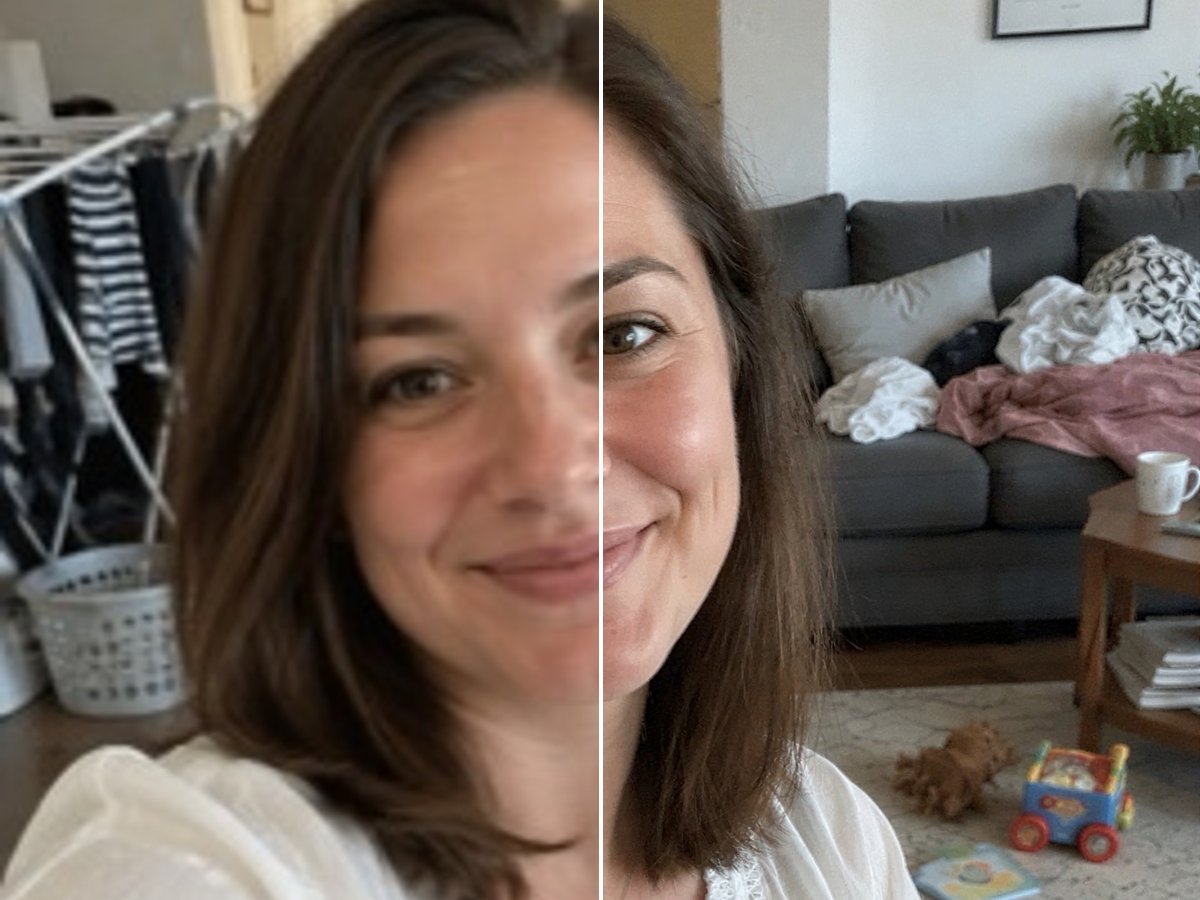 a low-resolution selfie upscaled to 2K with the face unchanged