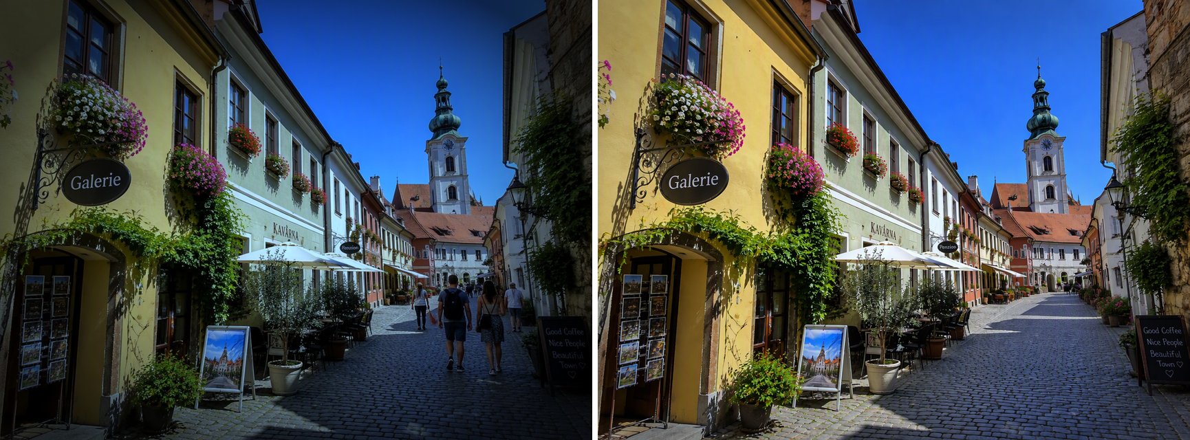 ein Straßenfoto, aus dem die Passanten entfernt wurden