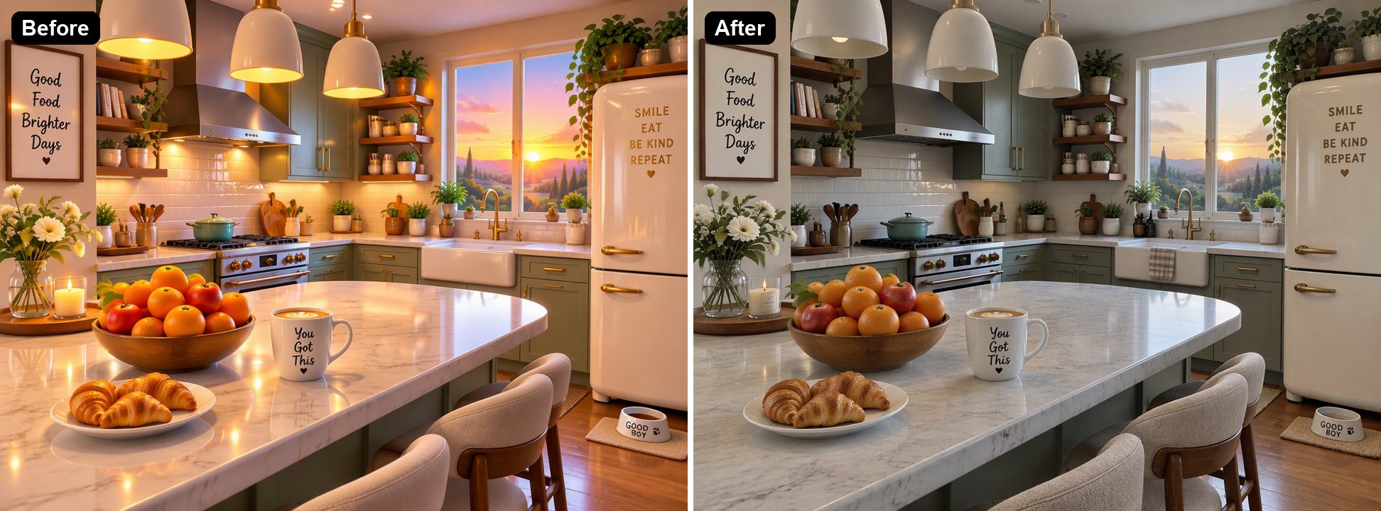 an AI kitchen interior made more realistic