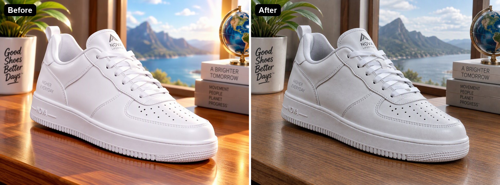 an AI sneaker product image made more realistic