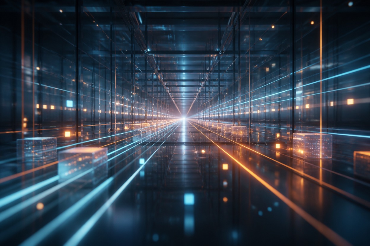 Abstract data corridor representing asynchronous API delivery