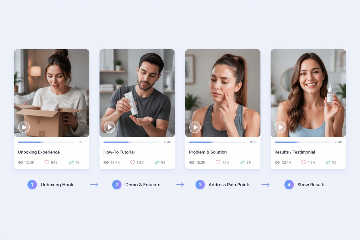 AI UGC Video Generator examples for multiple UGC advertising formats
