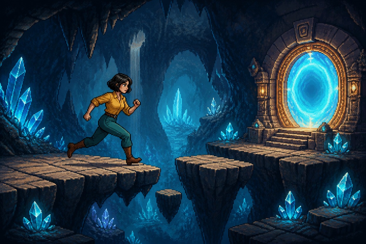 Séquence d'action transformée en scène de pixel art
