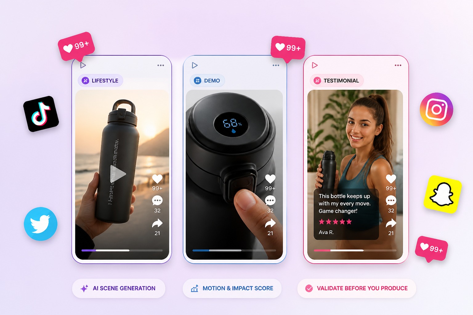 product scene testing for AI generated social media ads