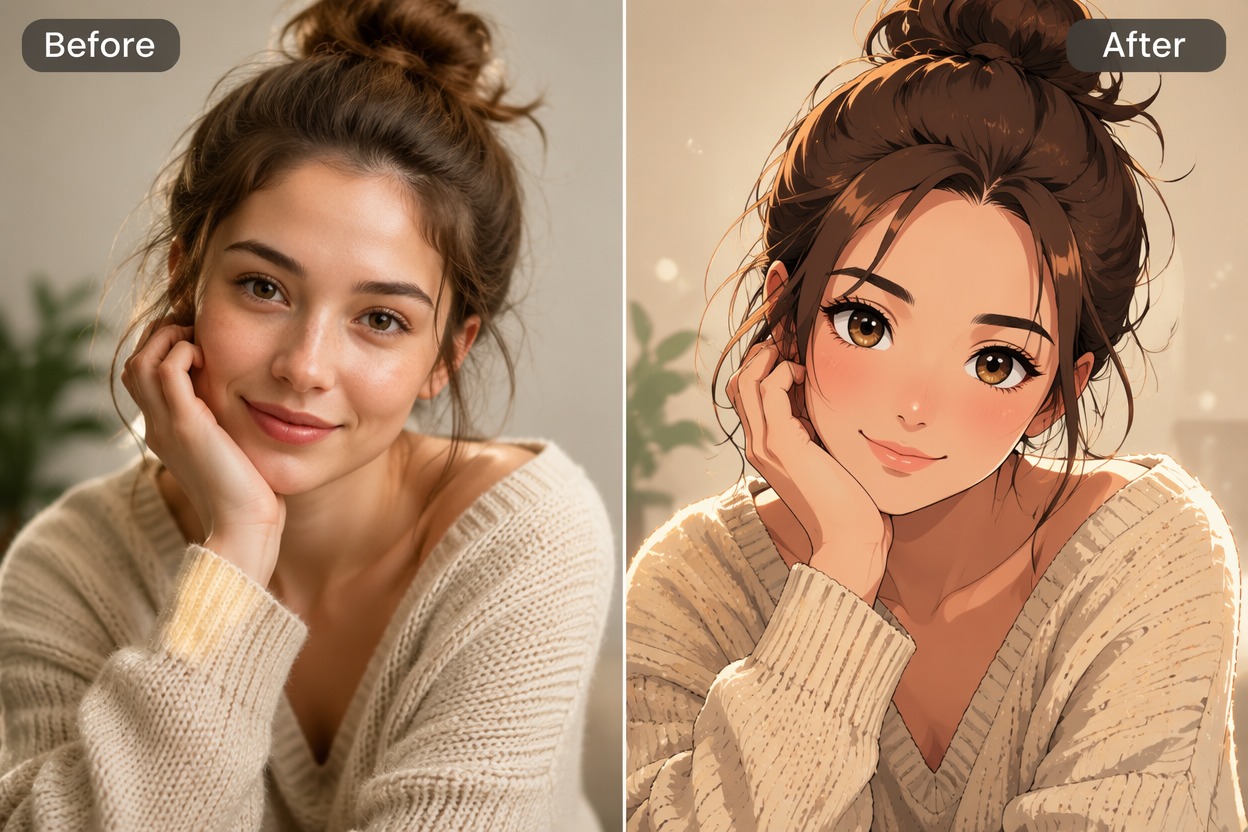 Effetto foto anime applicato a un ritratto