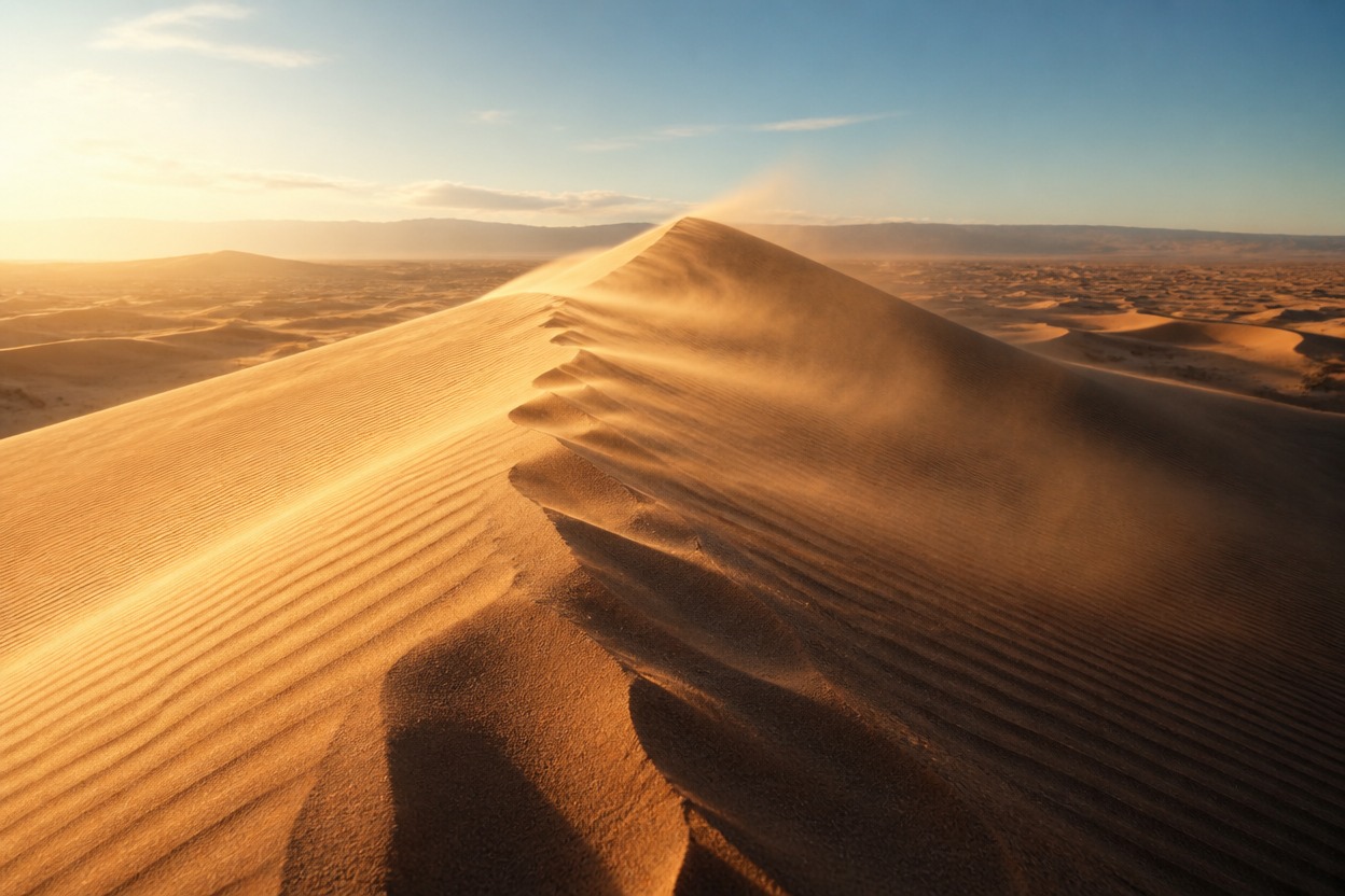 Wind-shaped desert scene illustrating first-frame image guidance