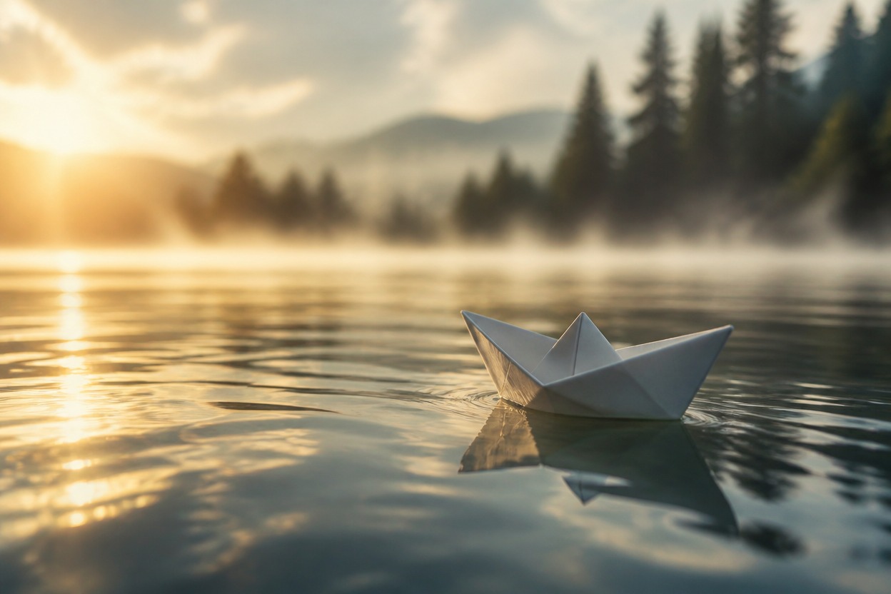 Cinematic paper boat scene representing Vidu Q3 Turbo video generation