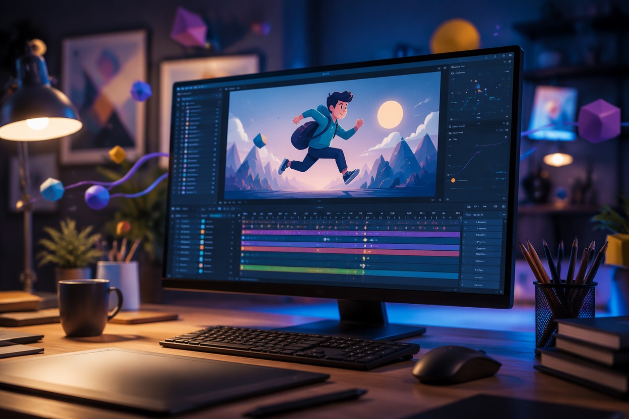 2D-Animations-Ersteller-Visualisierung für das Erstellen von Erklär-Visuals