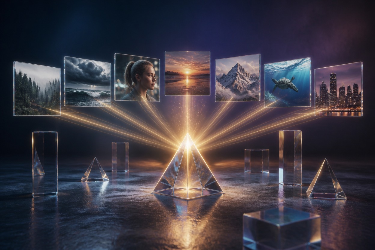Single cinematic still life representing multi-image guidance