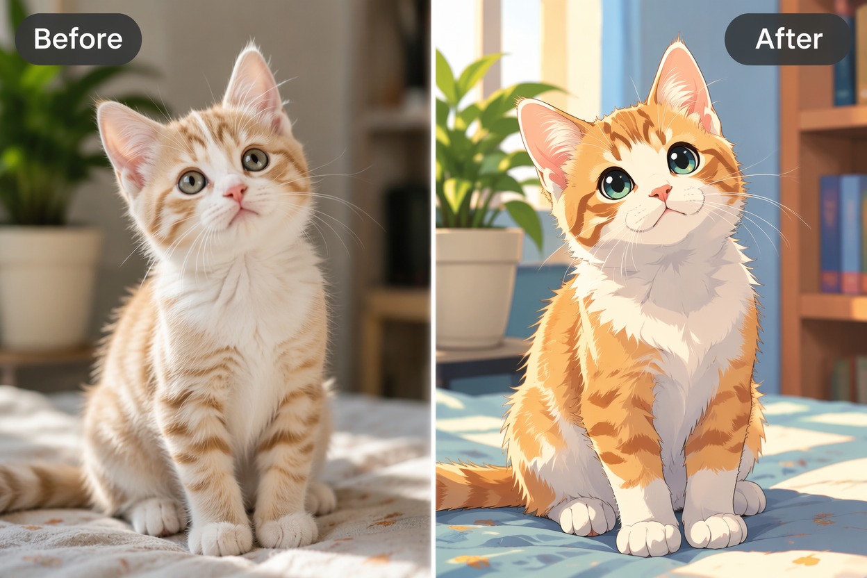 Effetto foto anime per animali domestici e foto quotidiane