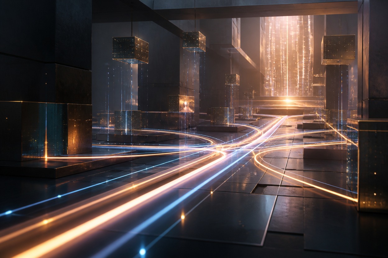 Unbranded data infrastructure scene representing asynchronous image delivery
