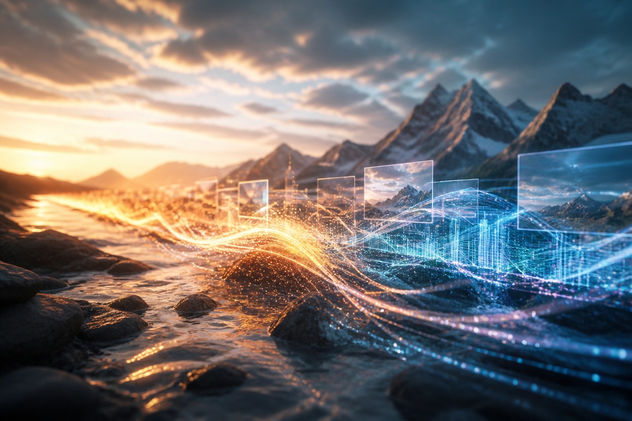Cinematic landscape representing Kling 2.6 API video generation