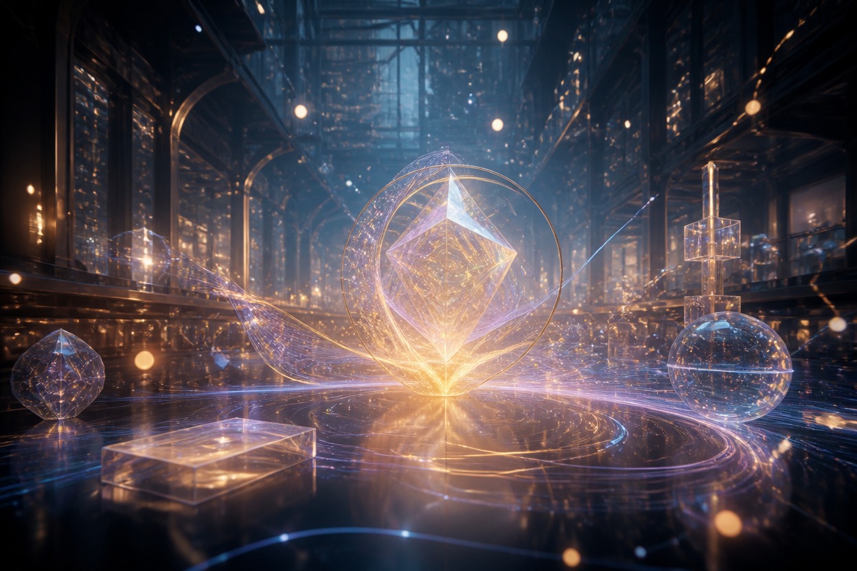 Abstract luminous artwork in a futuristic creative laboratory representing the Grok Image API