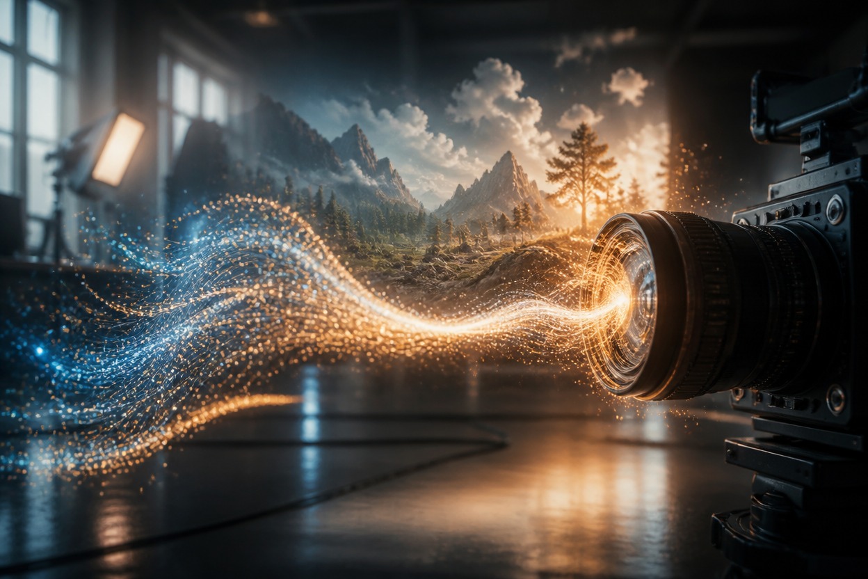 Cinematic production environment illustrating prompt-to-video control