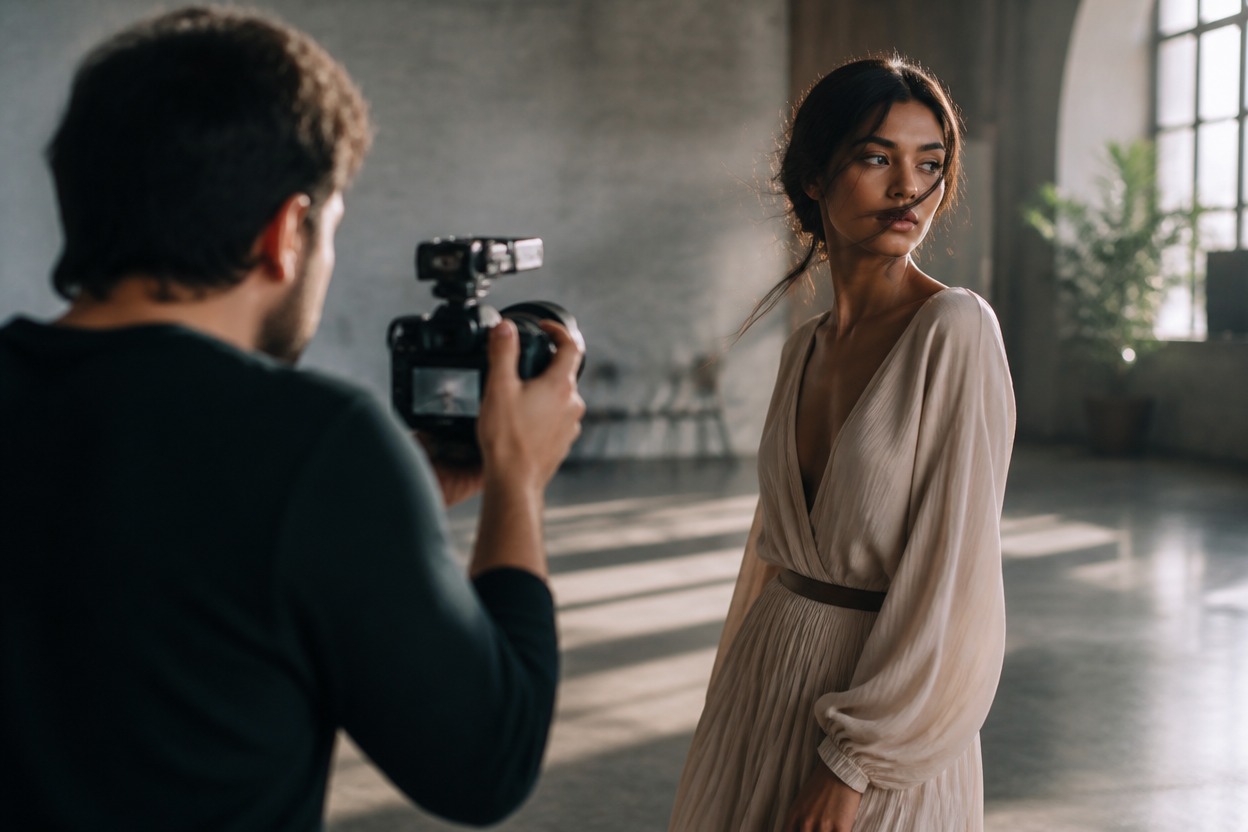 Cinematographer capturing a motion-ready subject for image-to-video generation