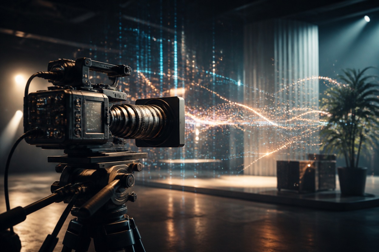 Unbranded cinema production scene representing API-driven effect generation