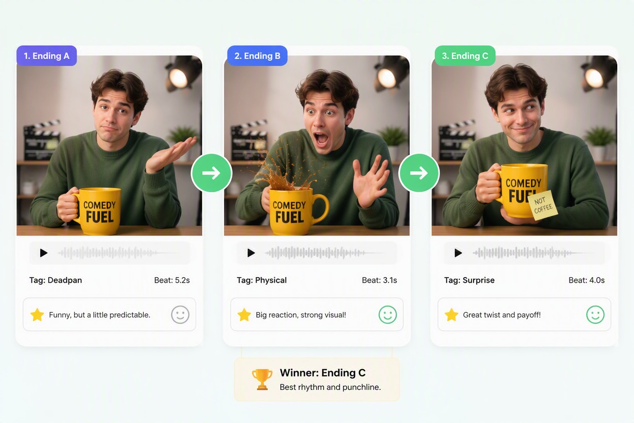 Funny AI Video Generator: compare different comedy directions