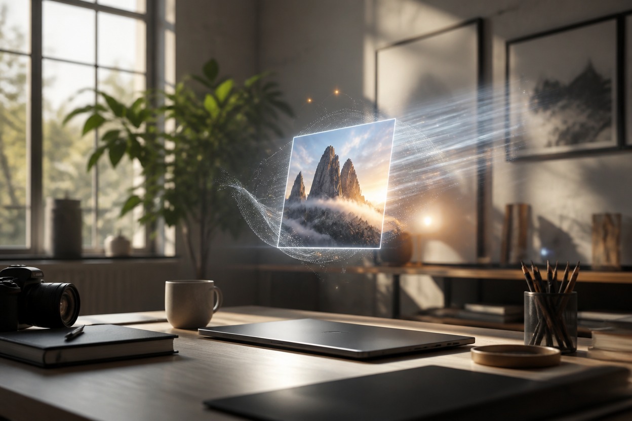Connected creative production scene representing asynchronous image delivery