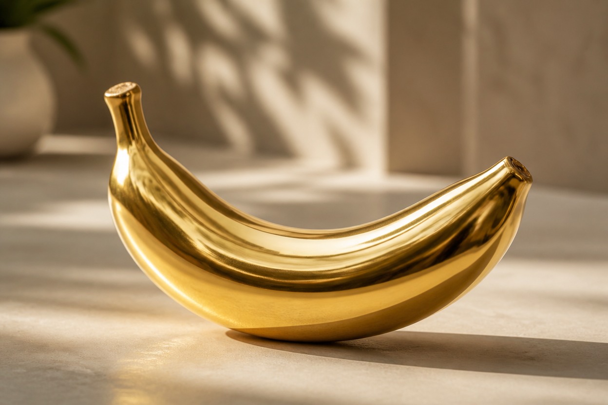 Golden ceramic banana sculpture representing Nano Banana 2 Lite image generation