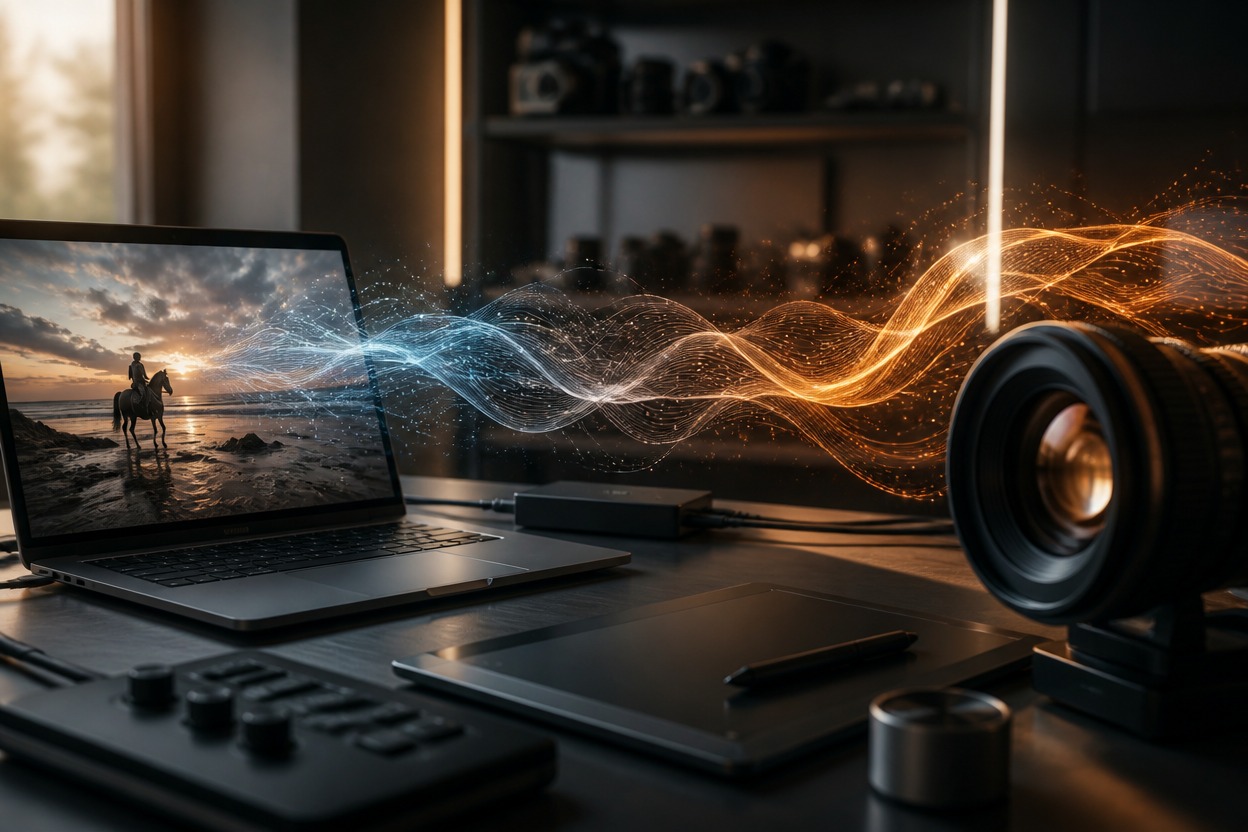 Unbranded video editing stage representing reference video workflows