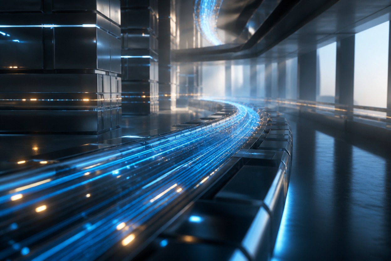 Cinematic infrastructure scene representing asynchronous image delivery