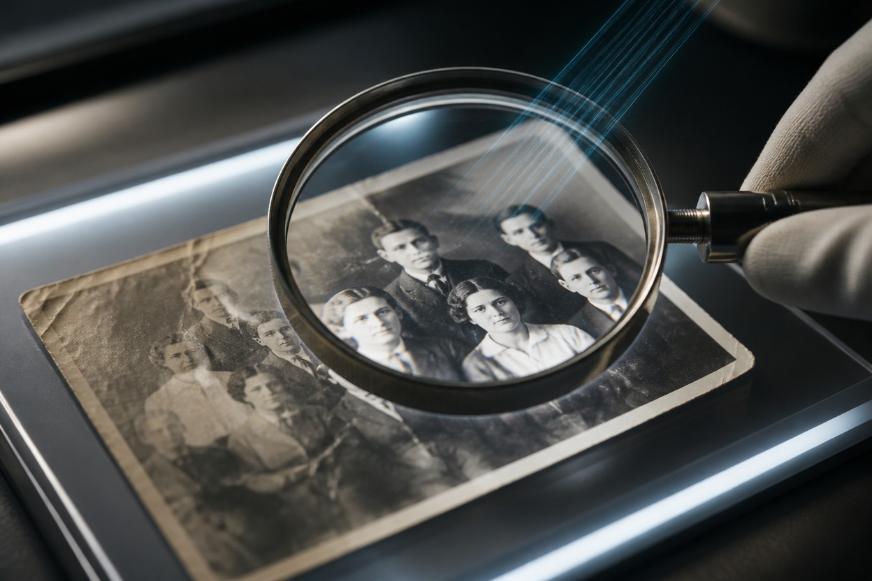 Detailed archival photograph under professional inspection lighting
