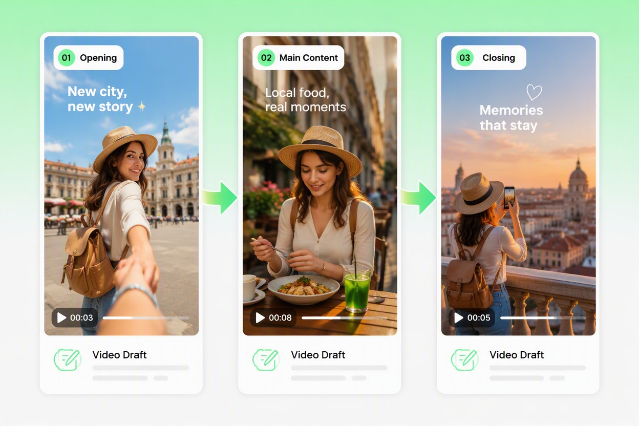 KI-TikTok-Video-Maker erstellt eine vertikale Kurzvideo-Story