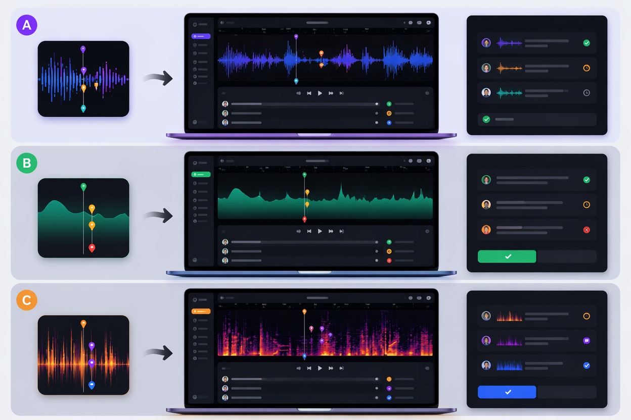 Audio review workspace for checking a generated jingle