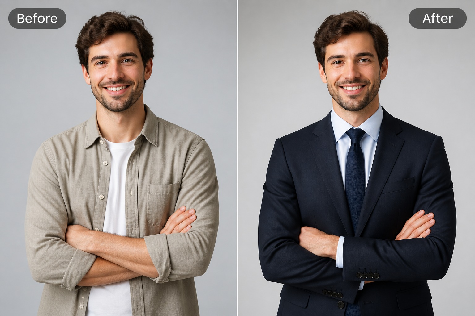 add professional suit to photo online business portrait