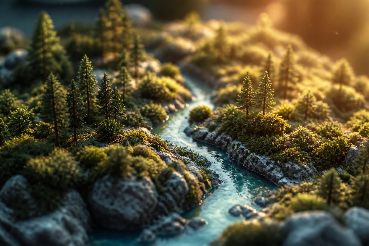 Handcrafted miniature landscape for prompt-driven video generation