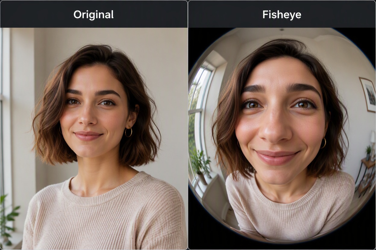 Fisheye Lens Filter example: turn portraits into playful wide-angle shots