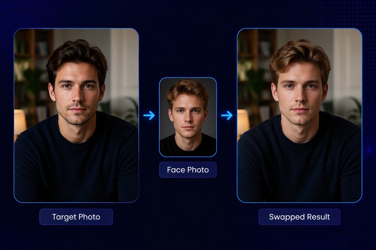 Pixlr Gesichtstausch Produkt-Workflow
