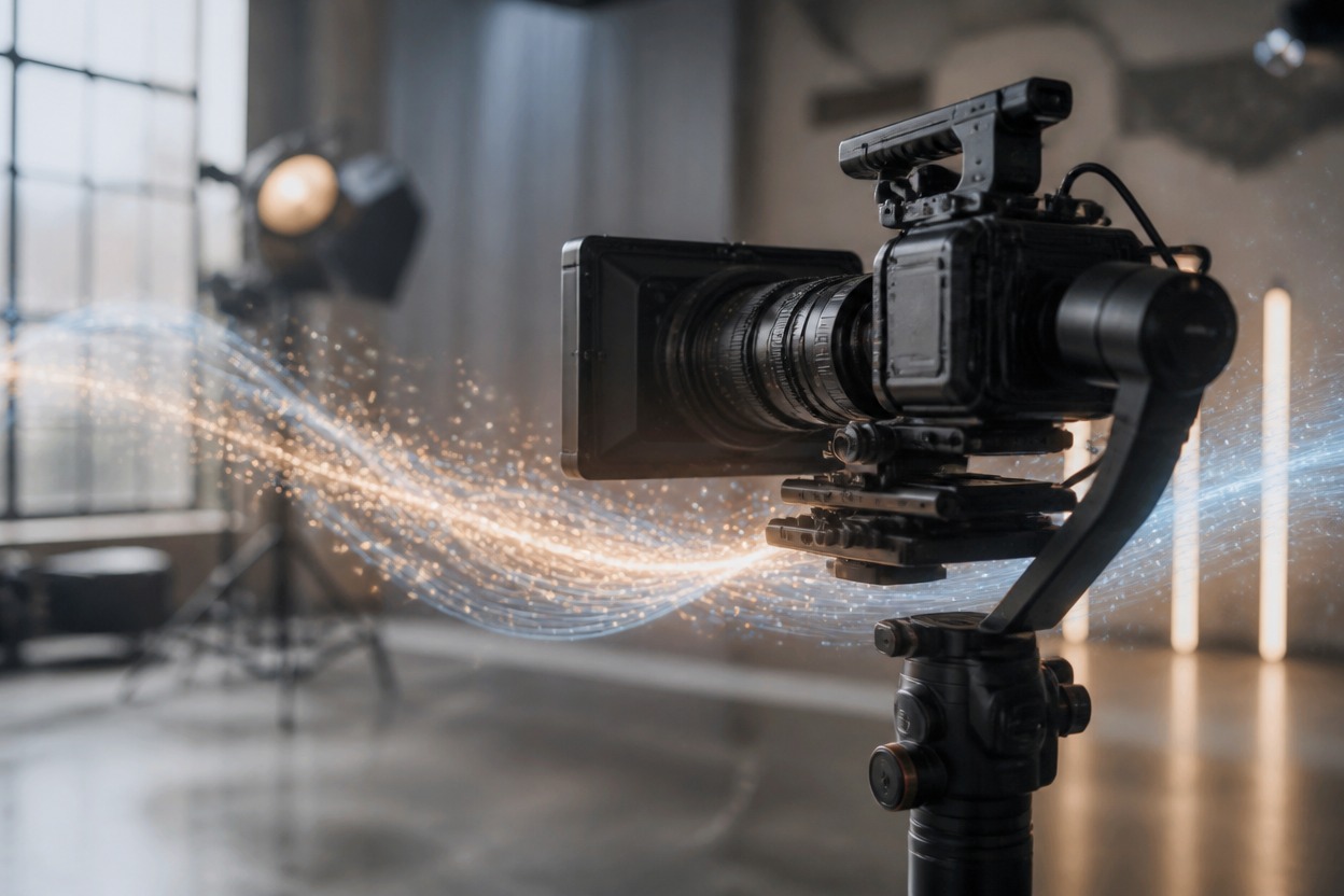 Cinematic video production scene representing Kling O1 API generation