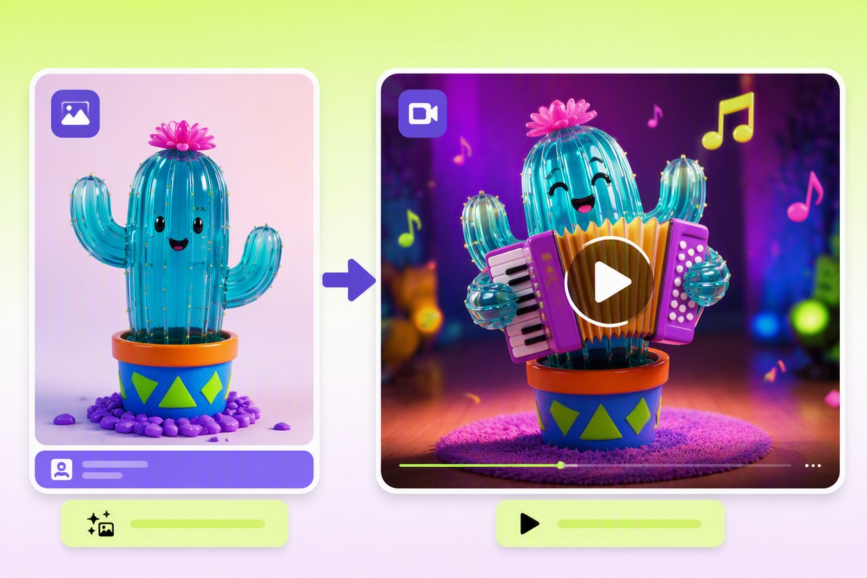 Beispiel für einen KI-Brainrot-Video-Generator zur Animation eines visuellen Quellmaterials in einen Meme-Clip