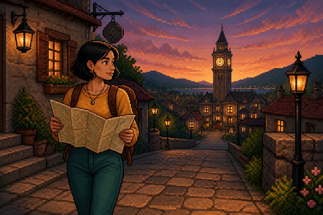 Scène vidéo restylée avec un rendu pixel art coloré