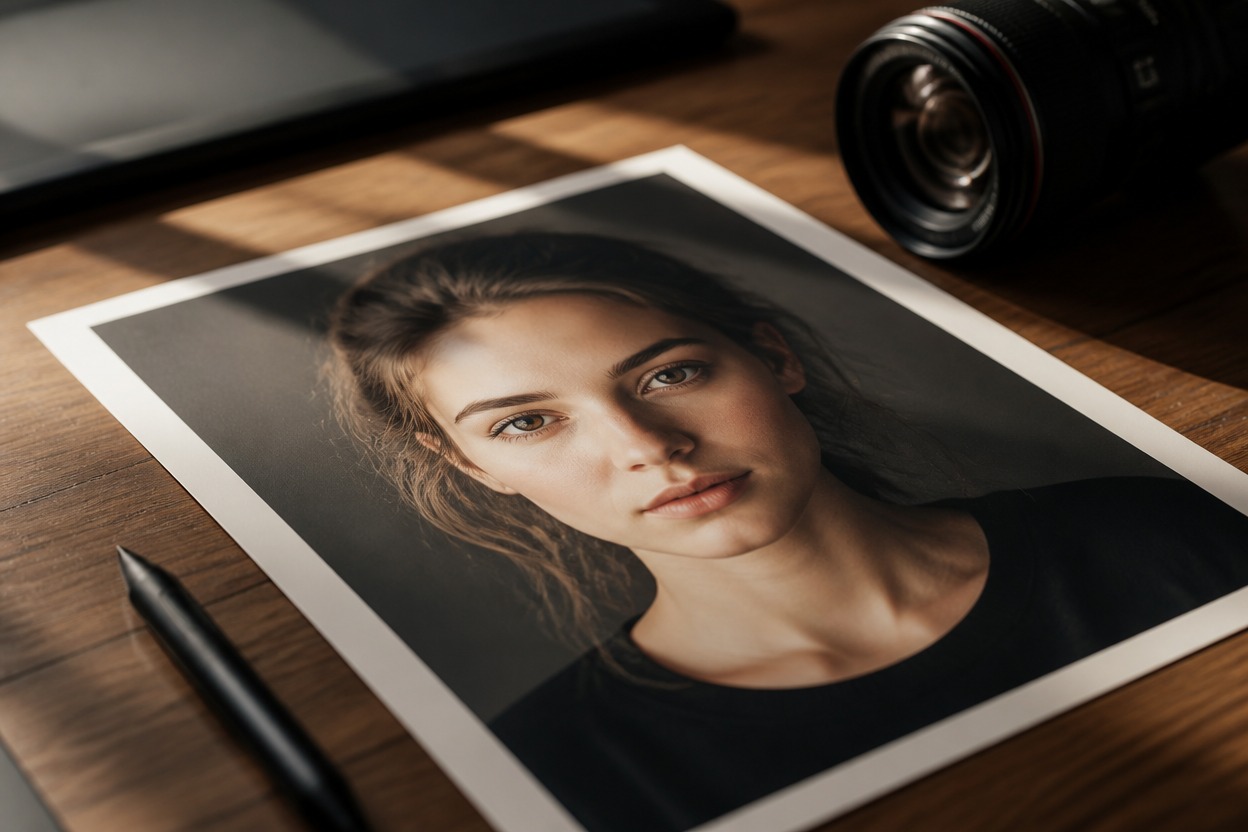 Portrait production scene representing image input preparation