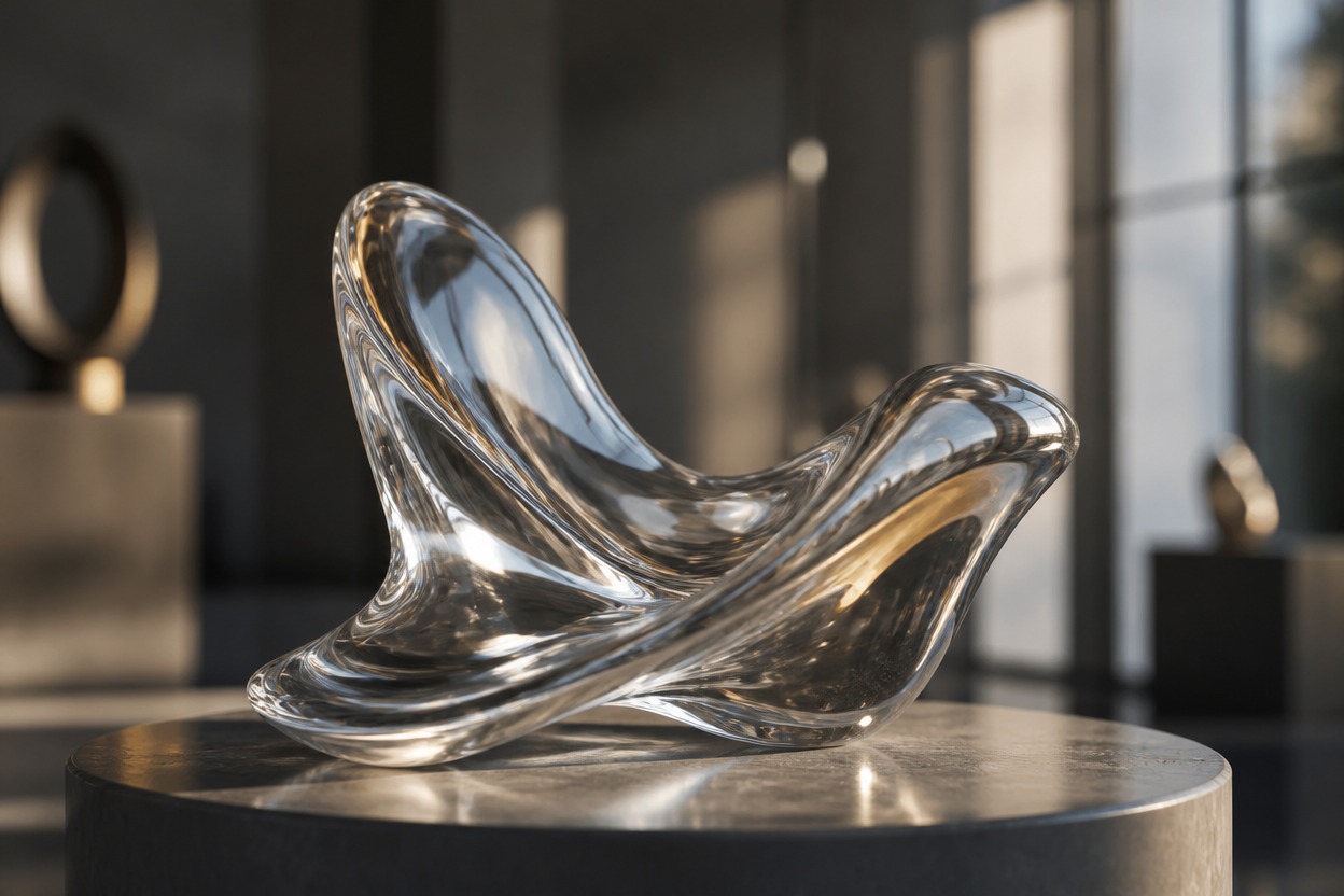 Luminous glass sculpture in a cinematic creative studio representing the Seedream 4.5 API