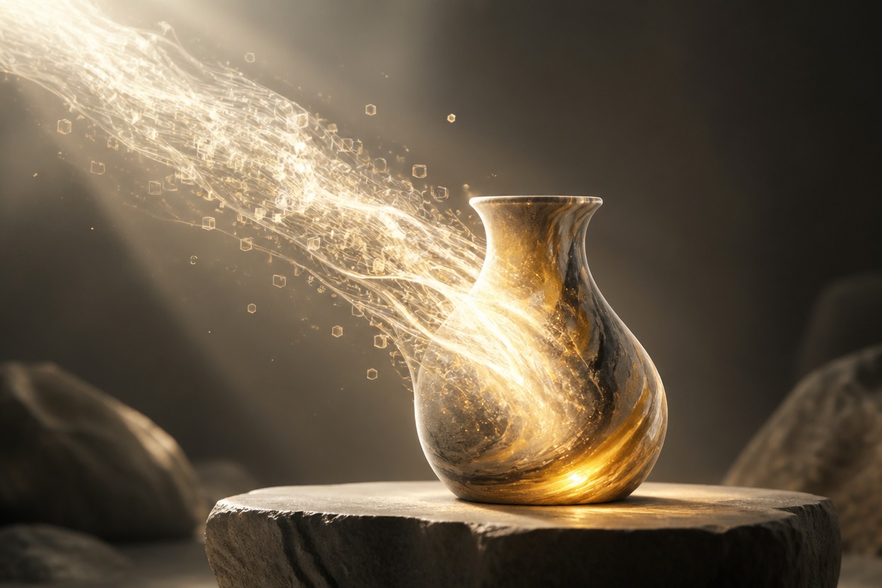 Detailed single-scene creative still life representing prompt-driven image generation