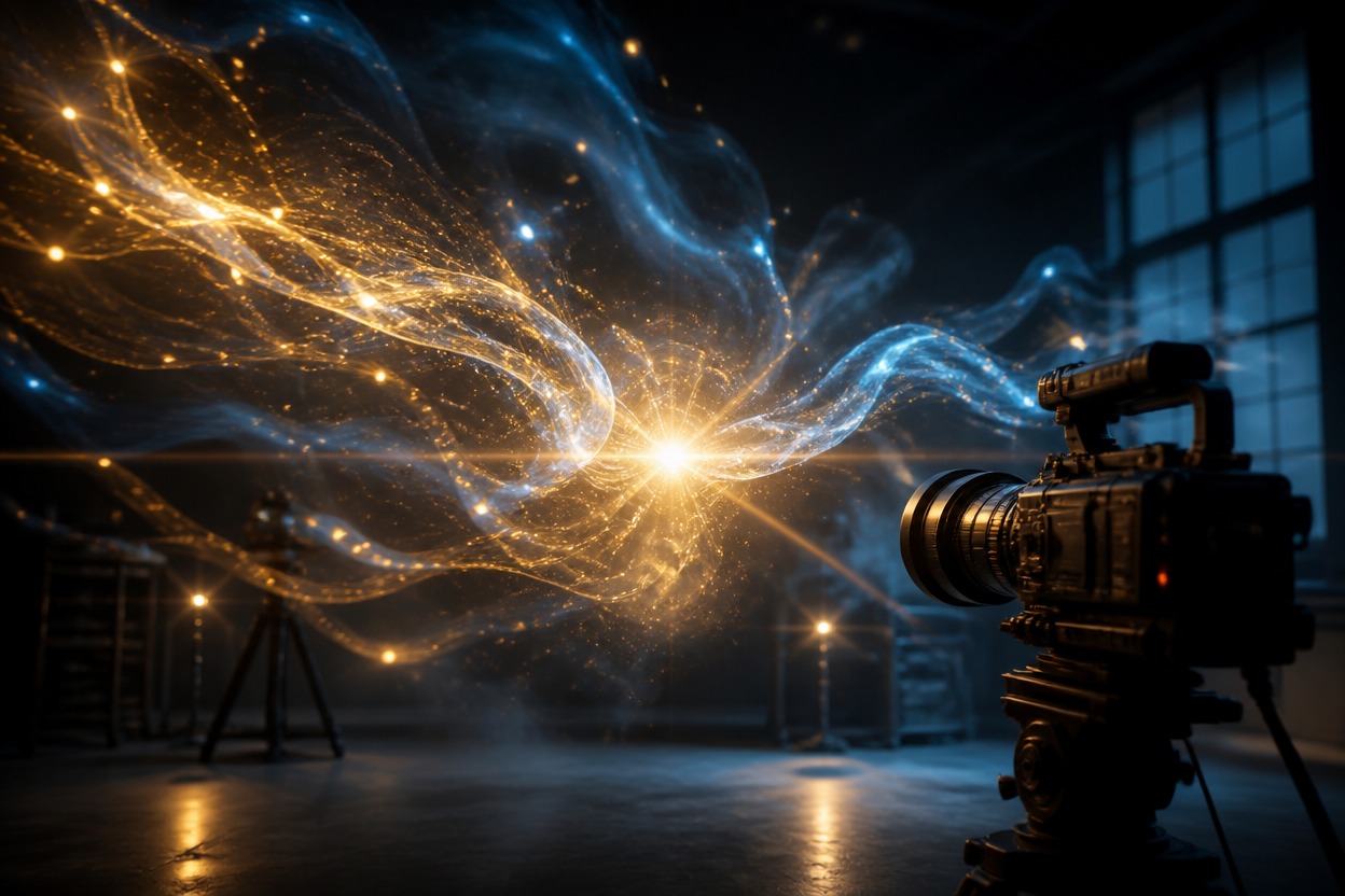 Cinematic production scene representing Kling API video generation
