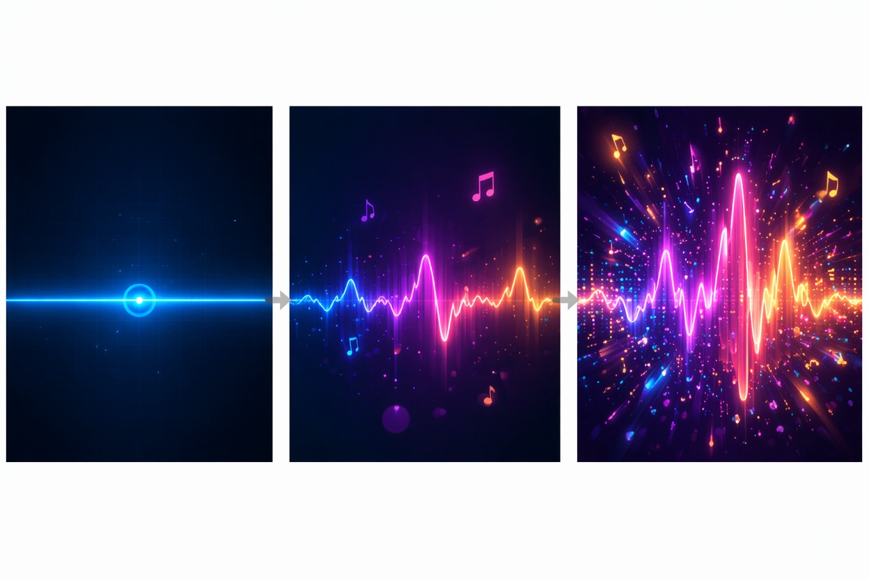 Waveform and music notes for a catchy brand jingle