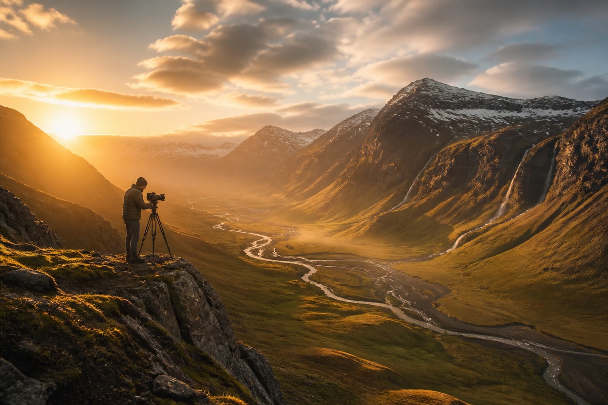 Single cinematic landscape scene for text to video generation